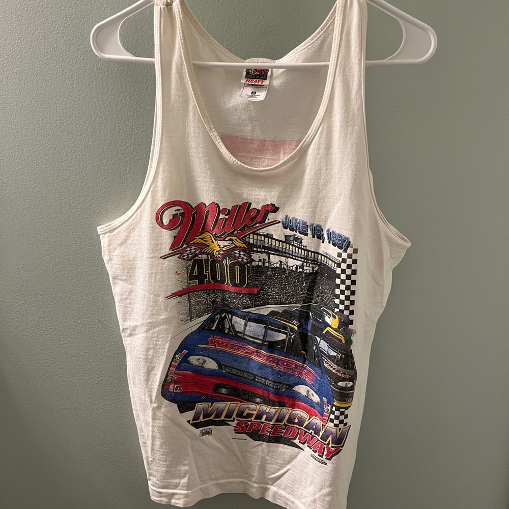 Vintage White NASCAR Graphic Tank Top